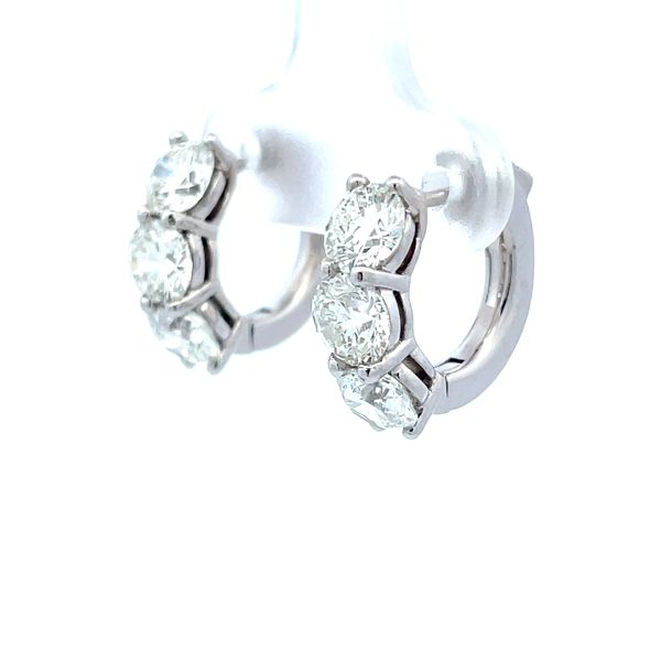 14K White Gold Diamond Hoop Earrings Image 2 Hudson Valley Goldsmith New Paltz, NY