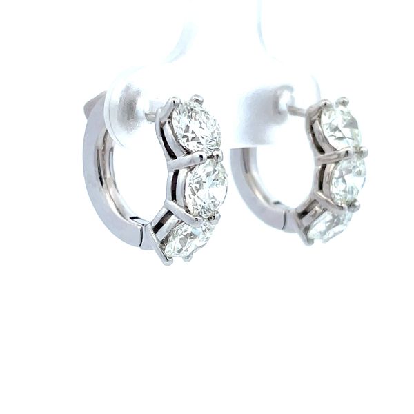 14K White Gold Diamond Hoop Earrings Image 3 Hudson Valley Goldsmith New Paltz, NY
