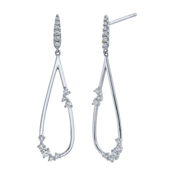 14K White Gold Open Drop Earrings with Diamonds Hudson Valley Goldsmith New Paltz, NY