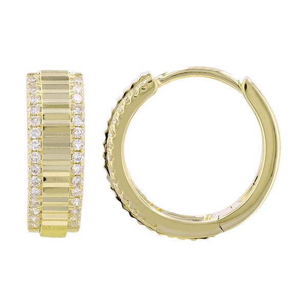14Kt Yellow Gold Diamond Wide Lines Earrings Hudson Valley Goldsmith New Paltz, NY