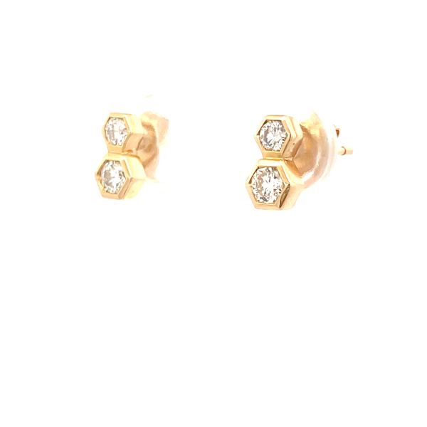 14K Yellow Gold Diamond Stud Earrings Image 2 Hudson Valley Goldsmith New Paltz, NY