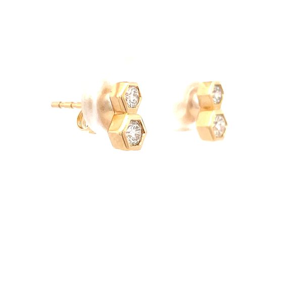 14K Yellow Gold Diamond Stud Earrings Image 3 Hudson Valley Goldsmith New Paltz, NY