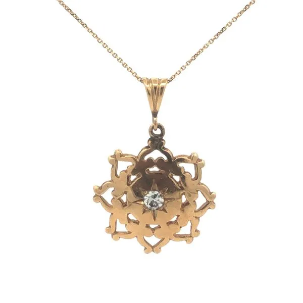 Estate 14K Yellow Gold Round Diamond Pendant Hudson Valley Goldsmith New Paltz, NY