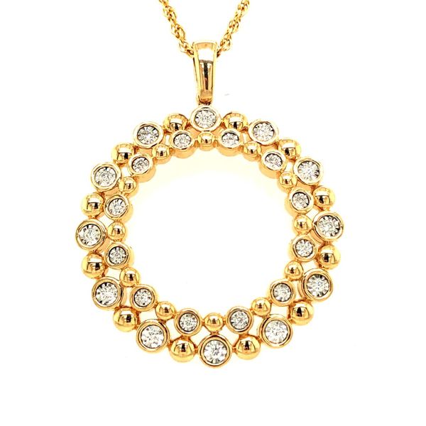 14k yellow gold 0.12 ctw Circle in Circle Diamond Pendant with 18