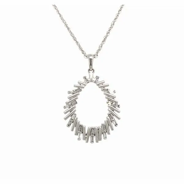 14k white gold 0.24 cttw baguette diamond necklace 18