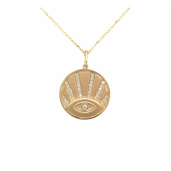 14k yellow gold pendant featuring an 