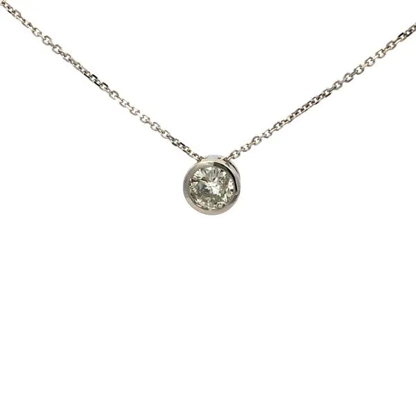 14k White Gold Diamond Solitaire Pendant Hudson Valley Goldsmith New Paltz, NY