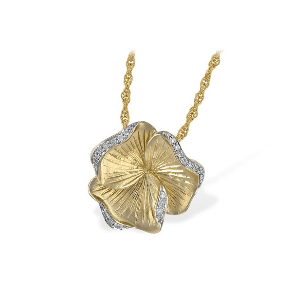 14K Yellow Gold Petal Cluster Pendant with 0.08 ctw Diamonds Hudson Valley Goldsmith New Paltz, NY