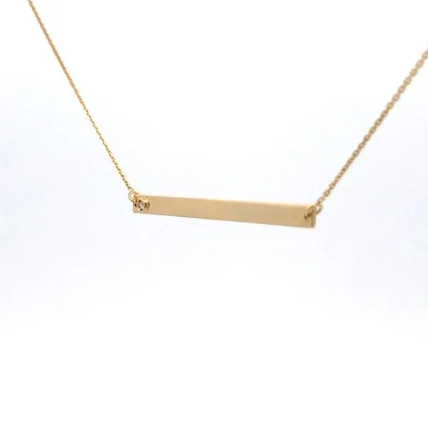 14K Yellow Gold Adjustable Thin Bar Necklace w/1pt Diamond - Engravable Hudson Valley Goldsmith New Paltz, NY