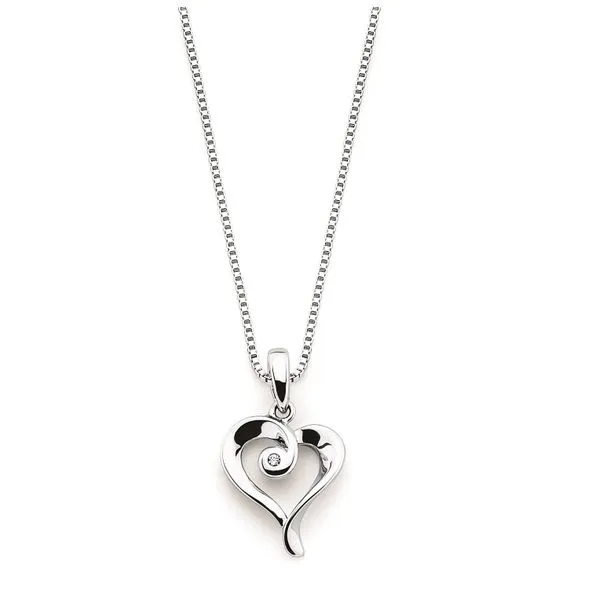 Heart Pendant In Sterling Silver With.01 Ct. Diamond With 18