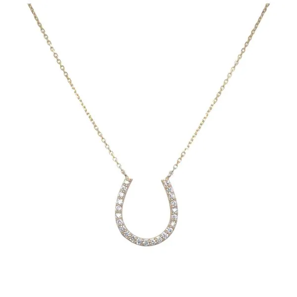 14K Yellow Gold Diamond Horseshoe stationary Pendant 0.23ctw includes 18