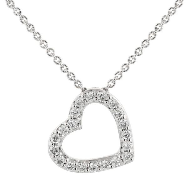 14k White Gold Open Heart Diamond Necklace Heart: 10mm X 9.5mm Hudson Valley Goldsmith New Paltz, NY