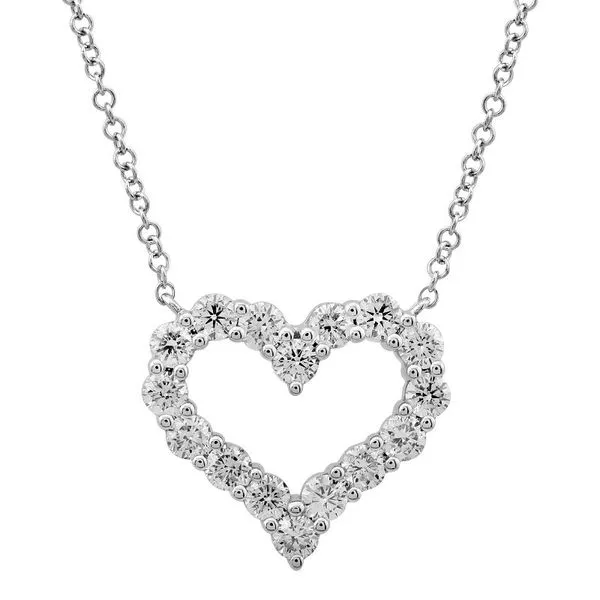 14K White Gold Open Heart Diamond Necklace Hudson Valley Goldsmith New Paltz, NY