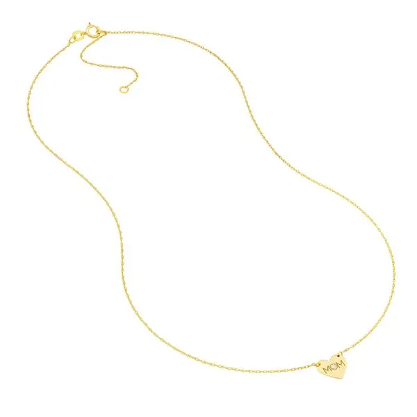 It's got her name written all over it! This 2pt diamond heart necklace with 'MOM' written over it is made in 14K gold and adjusts from 16 to 18 inches. Image 2 Hudson Valley Goldsmith New Paltz, NY