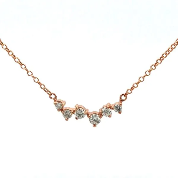 14K Rose Gold Floating Diamond Stationary Necklace Hudson Valley Goldsmith New Paltz, NY