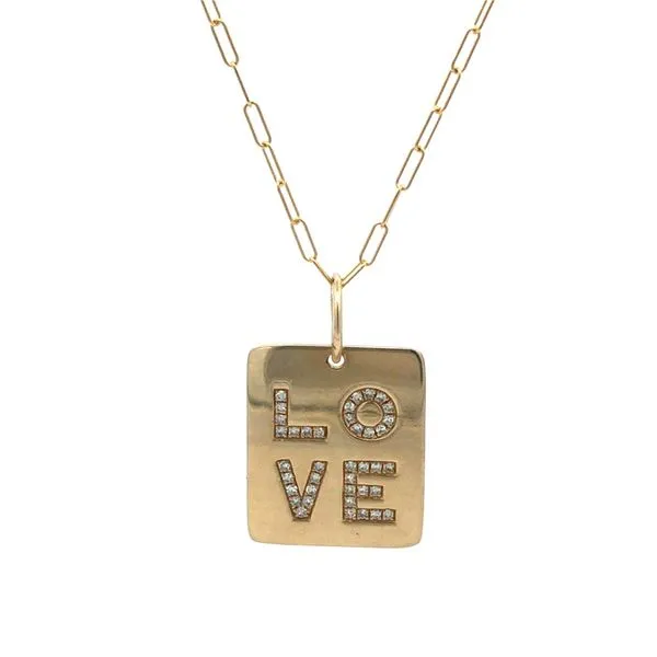 14K Yellow Gold Love Pendant with Diamonds Hudson Valley Goldsmith New Paltz, NY