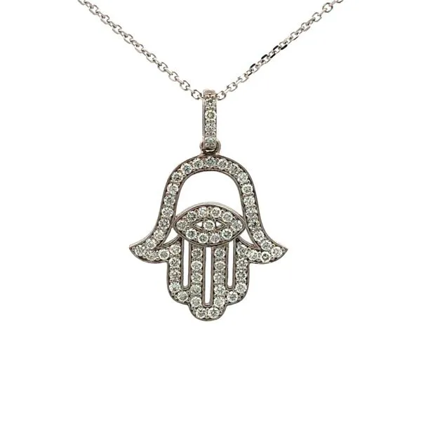 14K White Gold Hamsa Diamond Pendant Hudson Valley Goldsmith New Paltz, NY