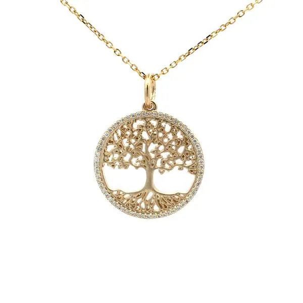 14K Yellow Gold Tree Of Life Diamond Pendant Hudson Valley Goldsmith New Paltz, NY