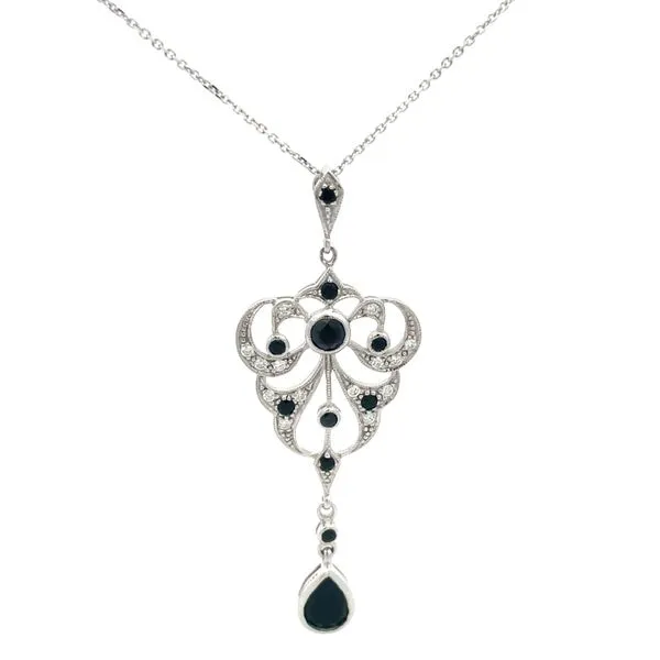 Vintage Inspired Diamond & Onyx Pendant Hudson Valley Goldsmith New Paltz, NY