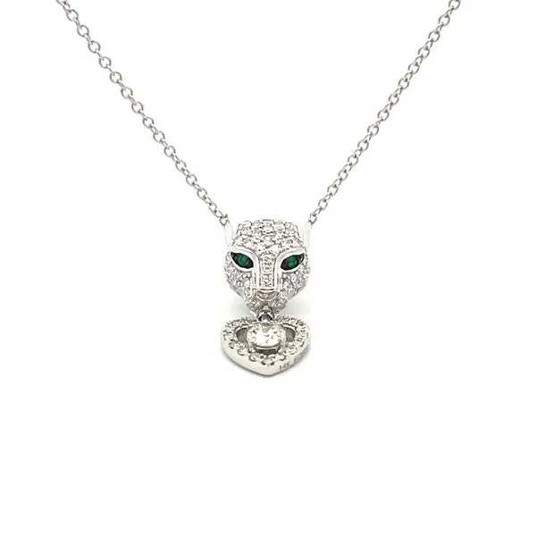 White Gold Diamond Panther & Heart Pendant Hudson Valley Goldsmith New Paltz, NY