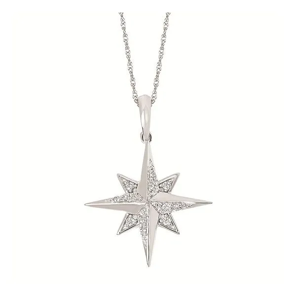 14K White Gold North Star Diamond Pendant Hudson Valley Goldsmith New Paltz, NY