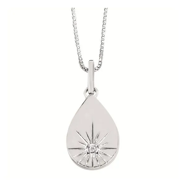 Sterling Silver Diamond Teardrop Disc Pendant Hudson Valley Goldsmith New Paltz, NY