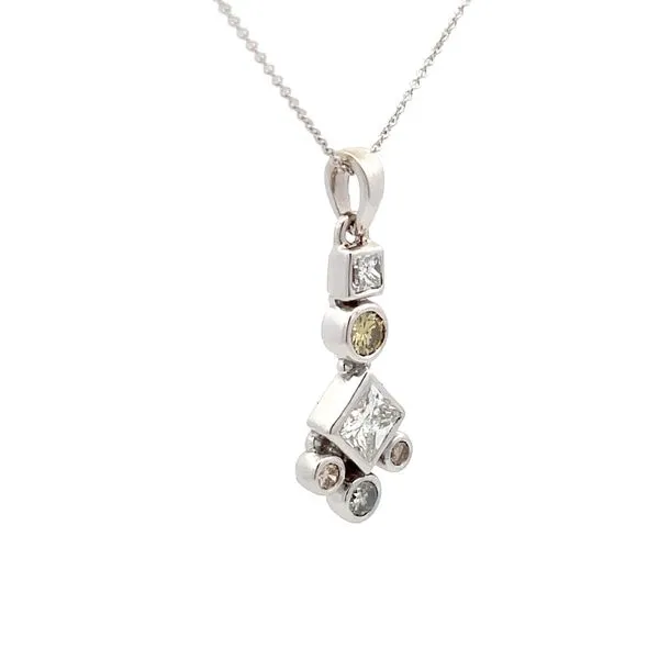 White Gold Princess Cut Diamond Pendant Image 2 Hudson Valley Goldsmith New Paltz, NY