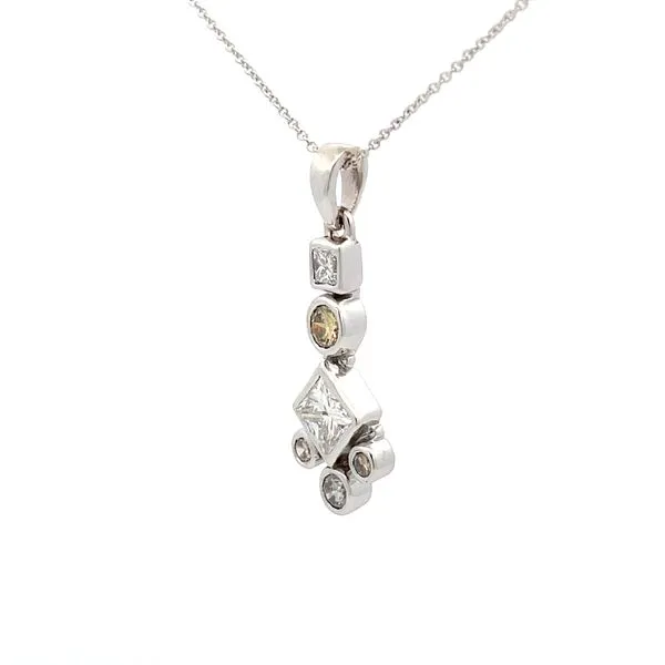 White Gold Princess Cut Diamond Pendant Image 3 Hudson Valley Goldsmith New Paltz, NY