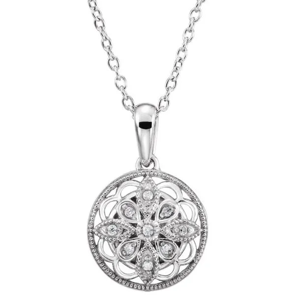 Sterling Silver Filigree Diamond Pendant Hudson Valley Goldsmith New Paltz, NY
