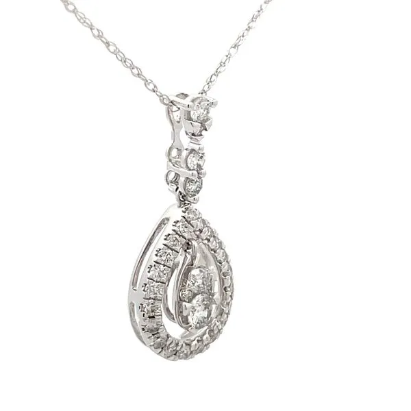 White Gold Halo Design Diamond Pendant Image 2 Hudson Valley Goldsmith New Paltz, NY