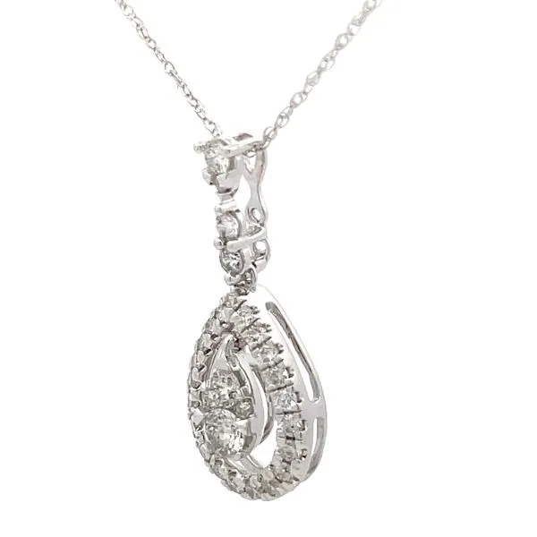 White Gold Halo Design Diamond Pendant Image 3 Hudson Valley Goldsmith New Paltz, NY