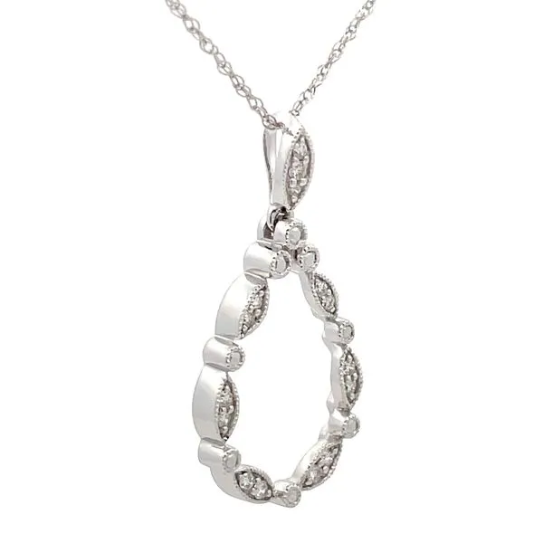 White Gold Vintage Tear Drop Diamond Pendant Image 2 Hudson Valley Goldsmith New Paltz, NY