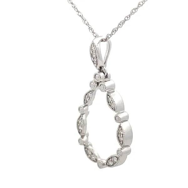 White Gold Vintage Tear Drop Diamond Pendant Image 3 Hudson Valley Goldsmith New Paltz, NY