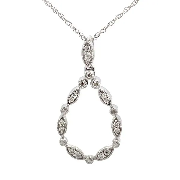 White Gold Vintage Tear Drop Diamond Pendant Hudson Valley Goldsmith New Paltz, NY