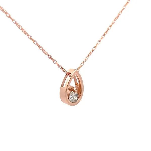 Rose Gold Petite Tear Drop Diamond Pendant Image 2 Hudson Valley Goldsmith New Paltz, NY