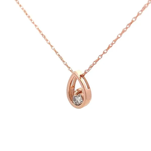 Rose Gold Petite Tear Drop Diamond Pendant Image 3 Hudson Valley Goldsmith New Paltz, NY