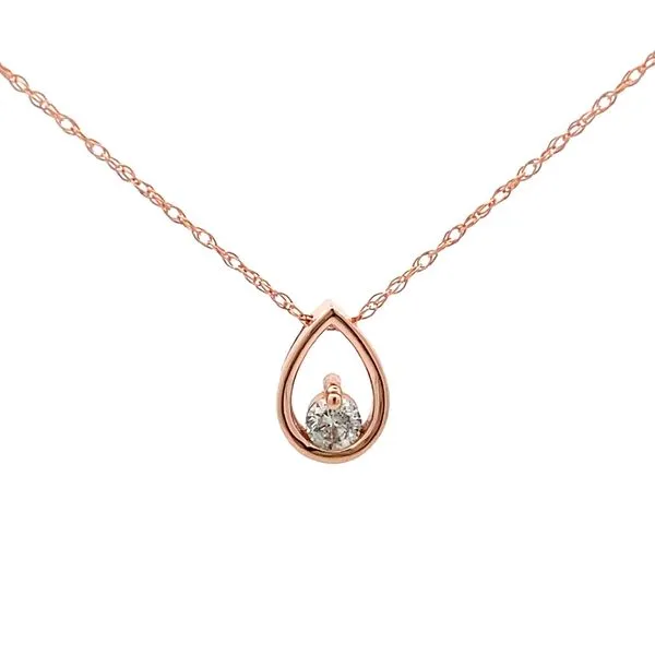 Rose Gold Petite Tear Drop Diamond Pendant Hudson Valley Goldsmith New Paltz, NY