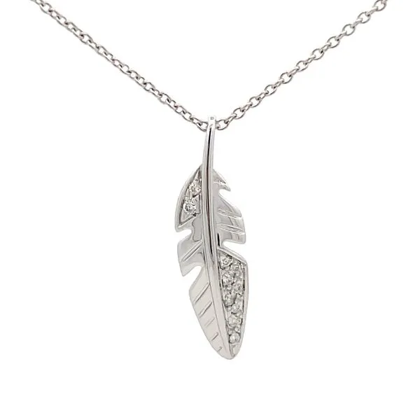 White Gold Diamond Feather Pendant Hudson Valley Goldsmith New Paltz, NY