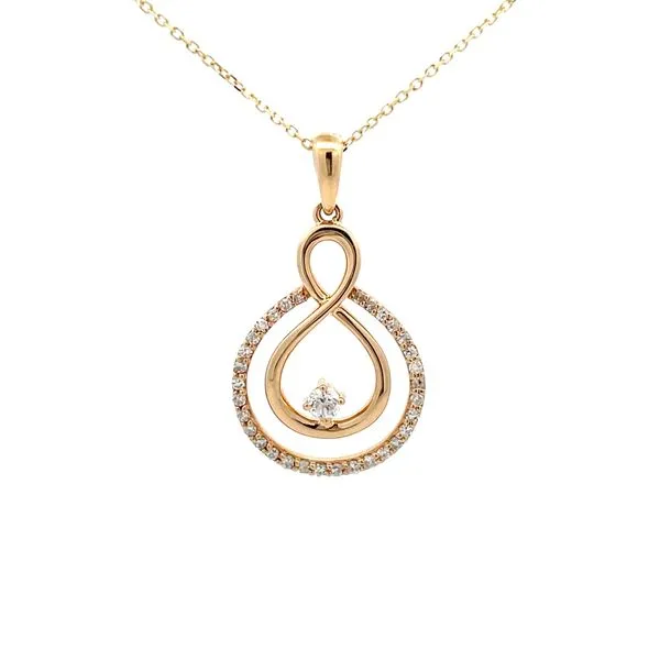 14K Yellow Gold Diamond Infinity Pendant Hudson Valley Goldsmith New Paltz, NY