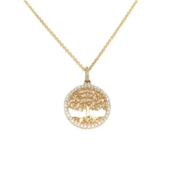 14Kt Yellow Gold Diamond Tree of Life Pendant Hudson Valley Goldsmith New Paltz, NY