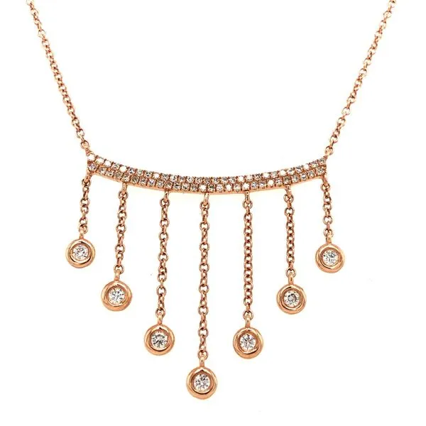 14k rose gold 0.28ctw Diamonds curved bar & drops Hudson Valley Goldsmith New Paltz, NY