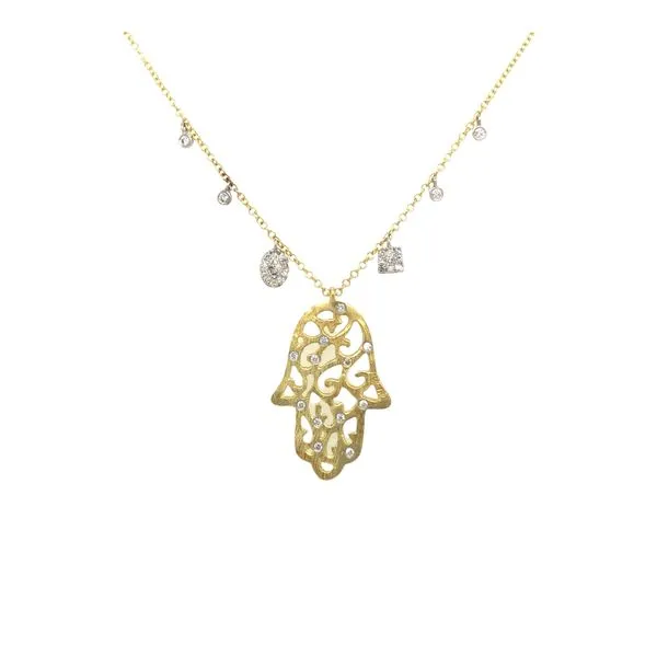 14K Yellow Gold Hamsa Pendant with Diamonds Hudson Valley Goldsmith New Paltz, NY