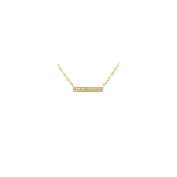 14K Yellow Gold.06 Diamond Small Bar Necklace Hudson Valley Goldsmith New Paltz, NY