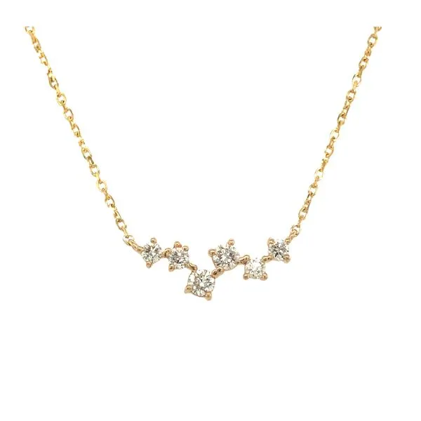 14K Yellow Gold floating diamond stationary necklace featuring 0.20cttw diamonds, includes 18