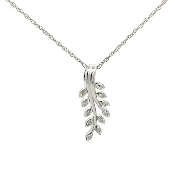 14K White Gold Diamond Vine Pendant Hudson Valley Goldsmith New Paltz, NY