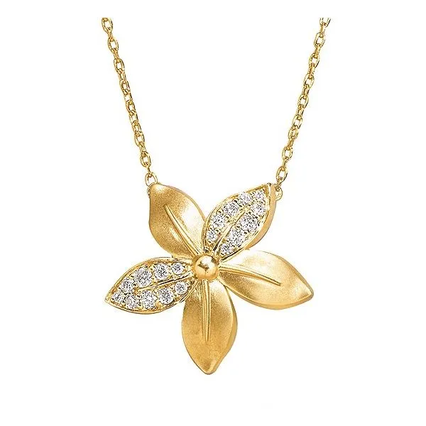 14K Gold Diamond Flower Necklace Hudson Valley Goldsmith New Paltz, NY