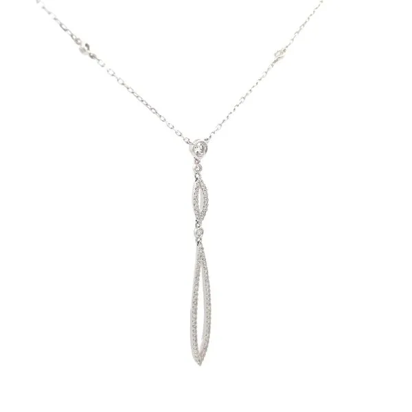 18Kt White Gold Diamond Drop Necklace Image 2 Hudson Valley Goldsmith New Paltz, NY