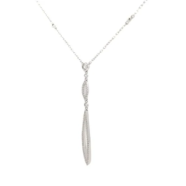 18Kt White Gold Diamond Drop Necklace Image 3 Hudson Valley Goldsmith New Paltz, NY