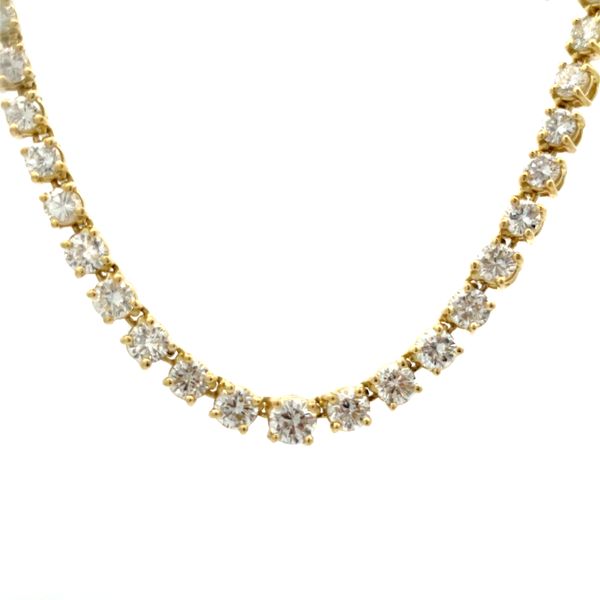 18K Yellow Gold Diamond Tennis Necklace Image 2 Hudson Valley Goldsmith New Paltz, NY
