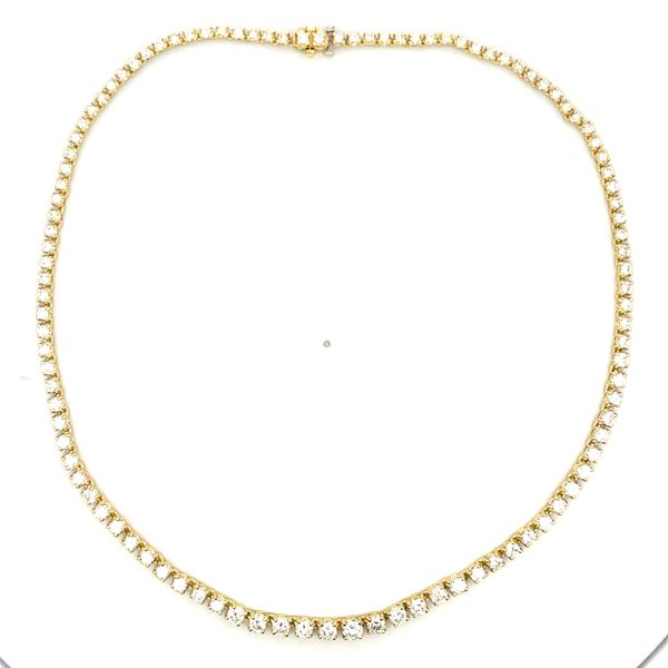 18K Yellow Gold Diamond Tennis Necklace Image 3 Hudson Valley Goldsmith New Paltz, NY